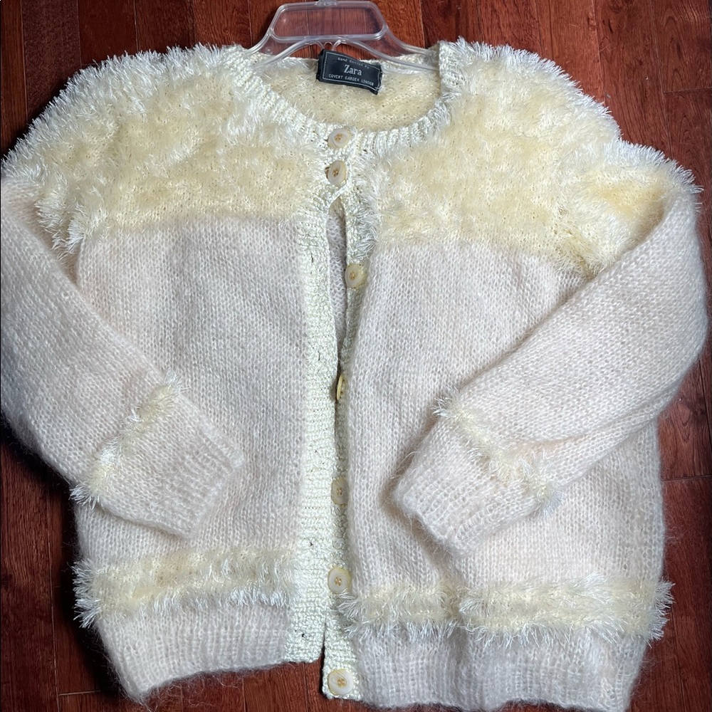 Vintage Beautiful Faux Fur Sweater Hand Knitted By Zara in London